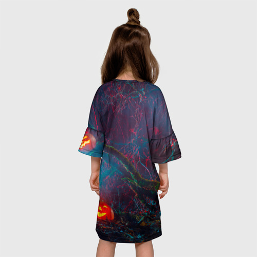 Детское платье 3D с принтом Little   nightmares    2, вид сзади #2