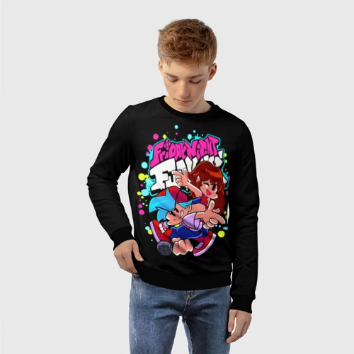 Детский свитшот 3D с принтом Friday Night Funkin, фото на моделе #1
