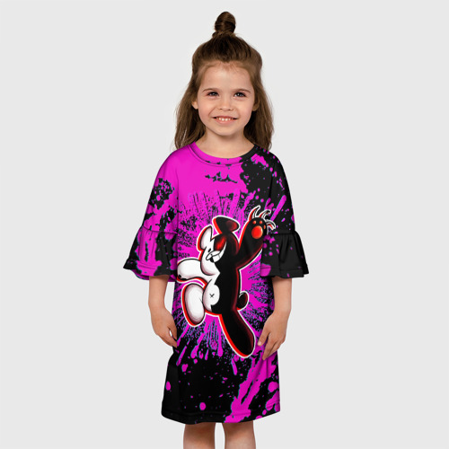 Детское платье 3D с принтом MONOKUMA PAINT, вид сбоку #3