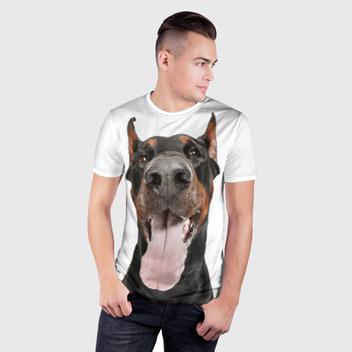 Мужская футболка 3D Slim Доберман Doberman, цвет 3D печать - фото 3