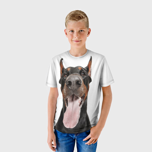 Детская футболка 3D Доберман Doberman, цвет 3D печать - фото 3