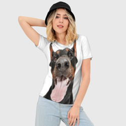 Женская футболка 3D Slim Доберман Doberman - фото 2