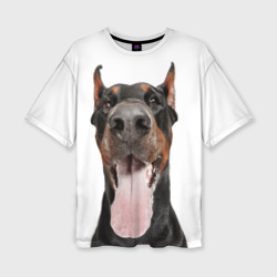 Женская футболка oversize 3D Доберман Doberman