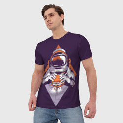 Мужская футболка 3D Космонавт ест бургер - фото 2