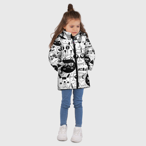 Зимняя куртка для девочек 3D с принтом Кошки, вид сбоку #3