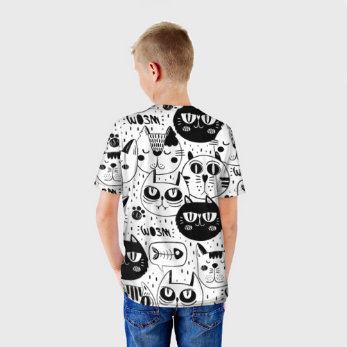 Детская футболка 3D с принтом Кошки, вид сзади #2