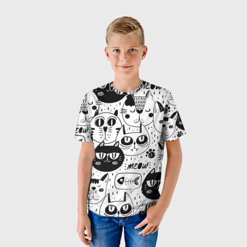 Детская футболка 3D с принтом Кошки, фото на моделе #1