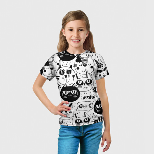 Детская футболка 3D с принтом Кошки, вид сбоку #3