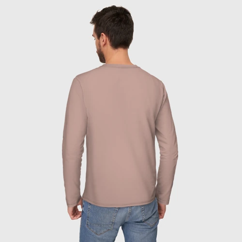 Мужской лонгслив хлопок с принтом Скушай яблочко, вид сзади #2