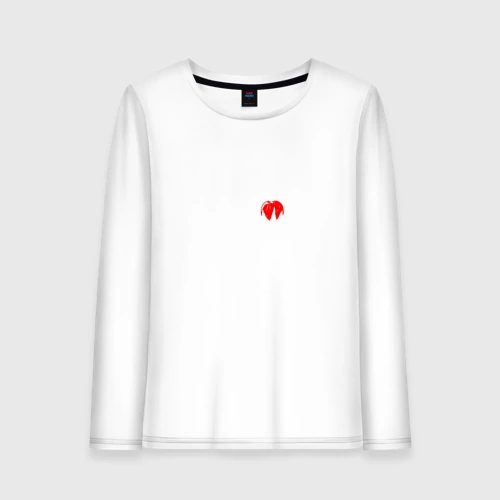 Женский лонгслив хлопок с принтом Скушай яблочко, вид спереди #2