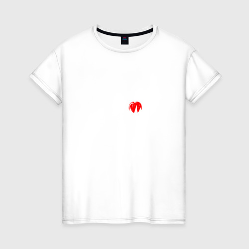 Женская футболка из хлопка с принтом Скушай яблочко, вид спереди №1