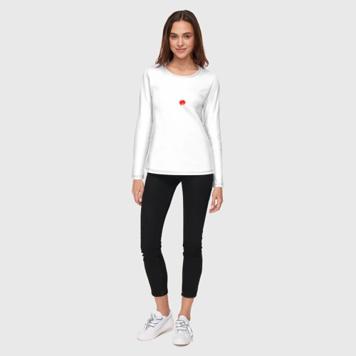 Женский лонгслив хлопок с принтом Скушай яблочко, вид сбоку #3