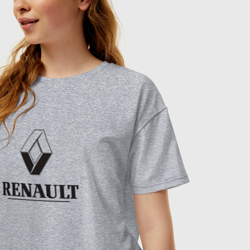 Женская футболка хлопок Oversize Renault Logo Рено логотип, цвет меланж - фото 3