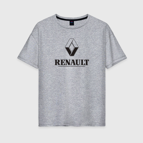 Женская футболка хлопок Oversize Renault Logo Рено логотип, цвет меланж