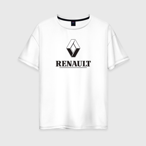 Женская футболка оверсайз из хлопка с принтом Renault Logo Рено логотип, вид спереди №1