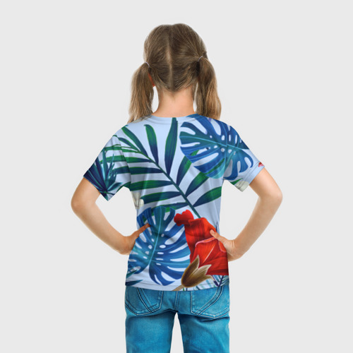 Детская футболка 3D Фламинго в папоротнике, цвет 3D печать - фото 6