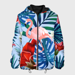 Мужская куртка 3D Фламинго в папоротнике