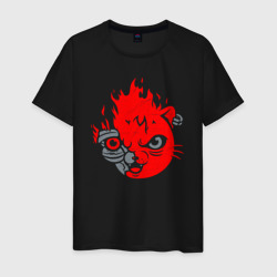Cyberpunk 2077 кот daemon Киану Ривз – Мужская футболка хлопок с принтом купить со скидкой в -20%