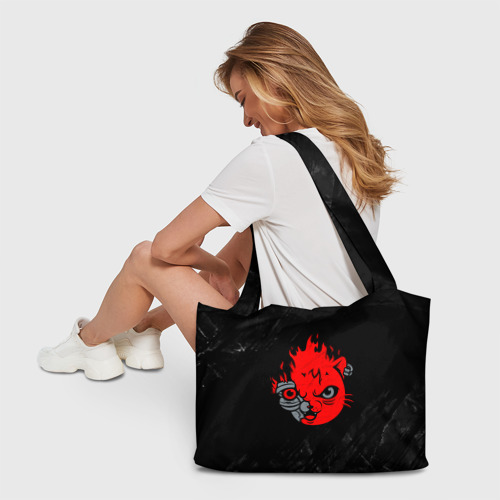 Пляжная сумка 3D Cyberpunk 2077 кот демон - фото 6