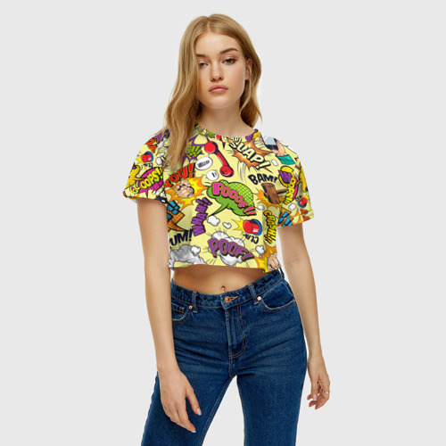 Женская футболка Crop-top 3D Комикс, цвет 3D печать - фото 3