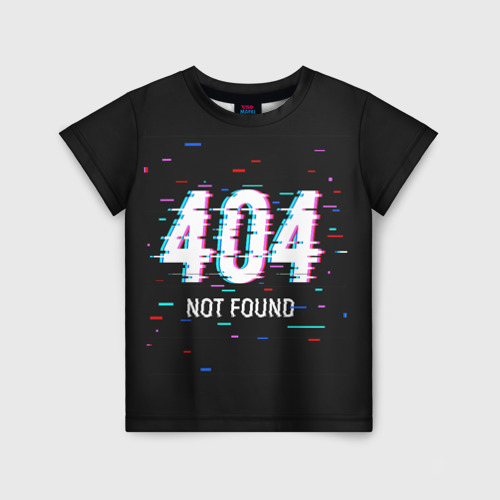 Детская футболка 3D с принтом Глитч 404, вид спереди #2