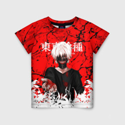 Детская футболка 3D Kaneki Ken on red