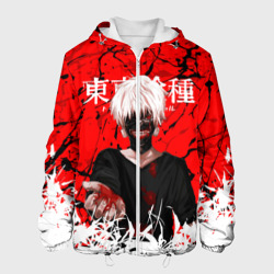 Мужская куртка 3D Kaneki Ken on red