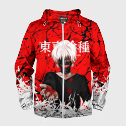 Мужская ветровка 3D Kaneki Ken on red