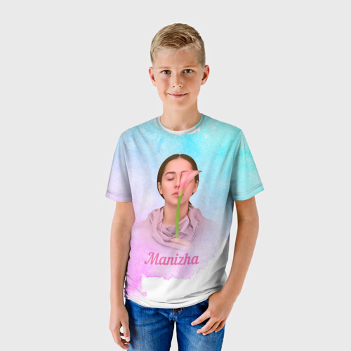 Детская футболка 3D Манижа c цветком, цвет 3D печать - фото 3