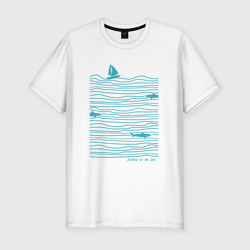 Мужская футболка хлопок Slim Море и акулы