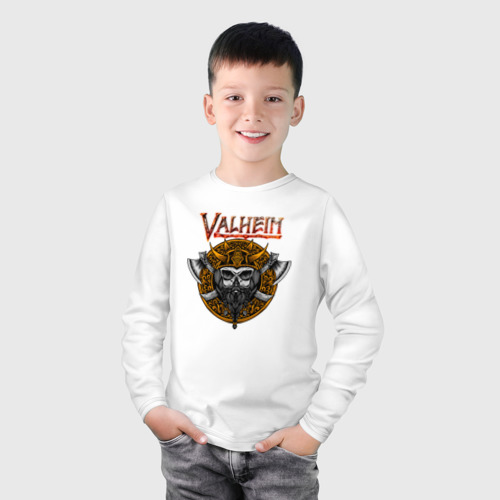 Детский лонгслив хлопок Valheim      logo, цвет белый - фото 3