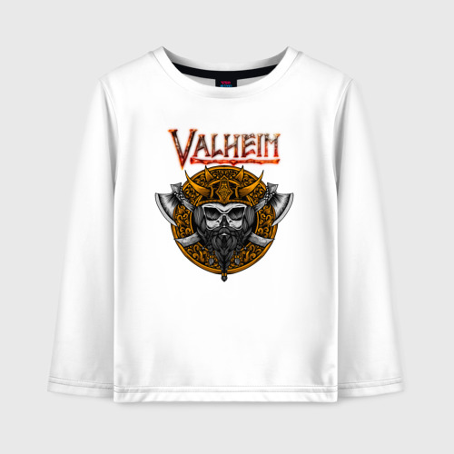 Детский лонгслив хлопок Valheim      logo, цвет белый