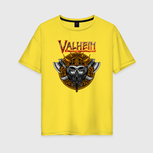 Женская футболка хлопок Oversize Valheim      logo, цвет желтый