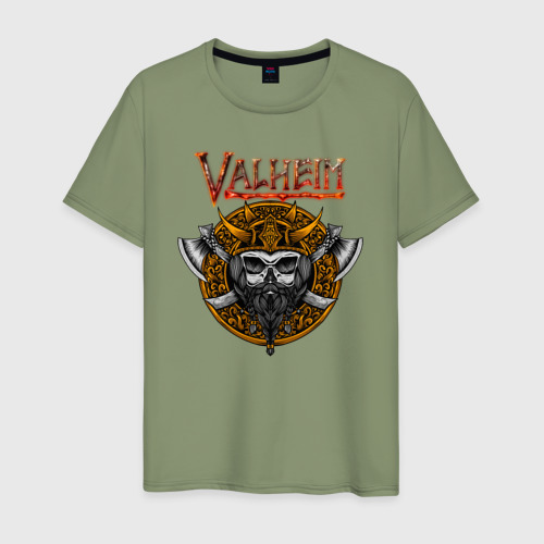 Мужская футболка хлопок Valheim      logo, цвет авокадо