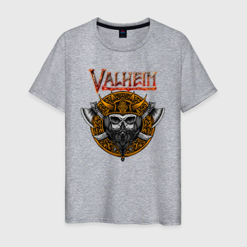 Мужская футболка хлопок Valheim      logo, цвет меланж