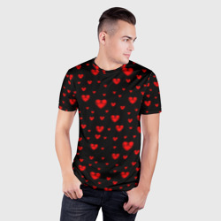 Мужская футболка 3D Slim Красные сердца - фото 2