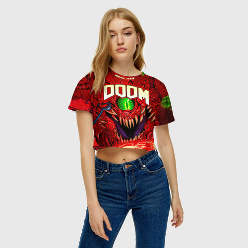 Женская футболка Crop-top 3D Doom Eternal, цвет 3D печать - фото 3