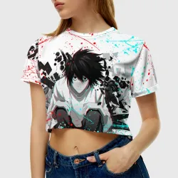 Женская футболка Crop-top 3D Брызги красок Рюга Хидэки - фото 2
