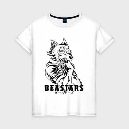 Женская футболка из хлопка с принтом Beastars legocy Легоши, вид спереди №1