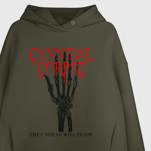 Женское худи Oversize хлопок Cannibal Corpse Труп Каннибала, цвет хаки - фото 3