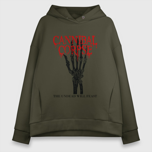 Женское худи Oversize хлопок Cannibal Corpse Труп Каннибала, цвет хаки
