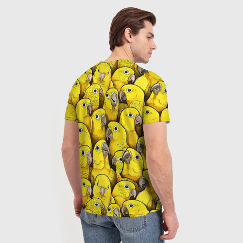 Мужская футболка 3D с принтом Попугаи, вид сзади #2
