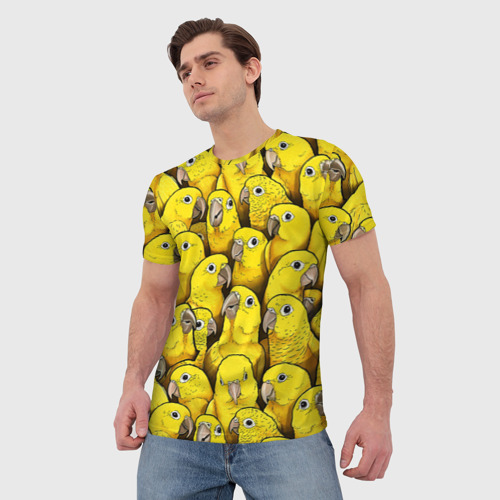 Мужская футболка 3D с принтом Попугаи, фото на моделе #1