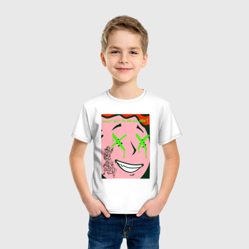 Детская футболка хлопок с принтом Toxic vault boy, фото на моделе #1