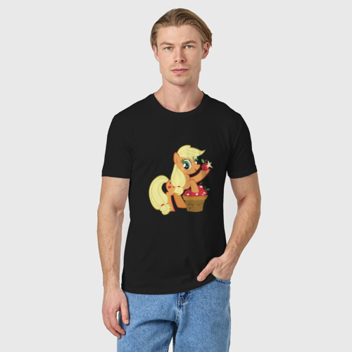 Мужская футболка хлопок с принтом Applejack, фото на моделе #1