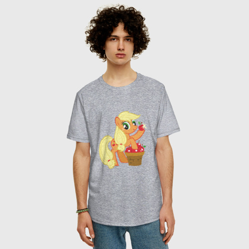 Мужская футболка хлопок Oversize с принтом Applejack, фото на моделе #1