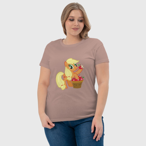 Женская футболка хлопок Applejack, цвет пыльно-розовый - фото 6