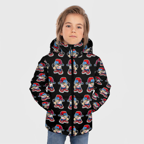 Зимняя куртка для мальчиков 3D Friday Night Funkin, паттерн, цвет красный - фото 3