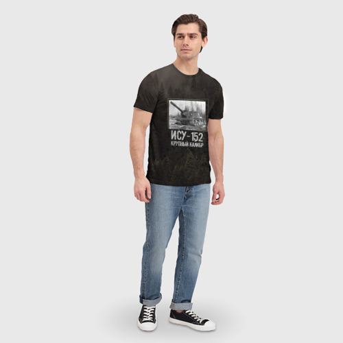 Мужская футболка 3D с принтом ИСУ-152 Крупный калибр | Танки, вид сбоку #3