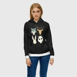 Женская толстовка 3D Выдающиеся звери - минимализм головы - фото 2